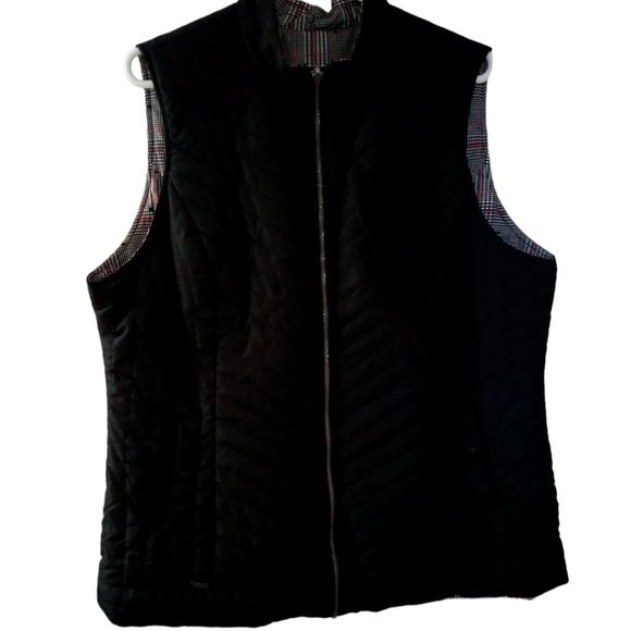 RENUAR Reversible Full Zip Quilted Black/Plaid Vest Size XL - Picture 1 of 2